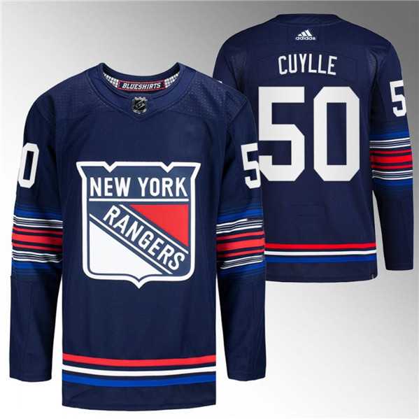 Men%27s New York Rangers #50 Will Cuylle Navy Stitched Jersey Dzhi